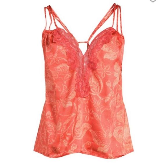 FREE PEOPLE INTIMATELY OFF THE COAST CAMI IN CORAL COMBO SIZE MEDIUM NWT - Picture 1 of 4